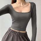 Square-neck Skinny T-shirt
