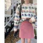 Flower Pattern Sweater / Plain Skirt (various Designs)
