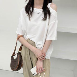 Off Shoulder Plain Oversized Top