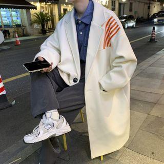 Striped Panel Button-up Long Coat
