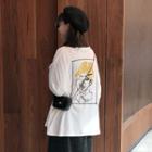 Printed Long-sleeve T-shirt / Midi A-line Skirt