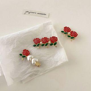 Rose Faux Pearl Alloy Hair Clip