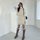 Knit Set: Short-sleeve Top + Miniskirt