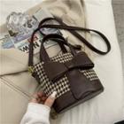 Faux Leather Houndstooth Bucket Bag