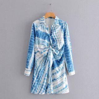 Tie-dyed Tie-front Shirtdress