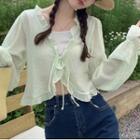 Puff-sleeve Ruffle Trim Jacket