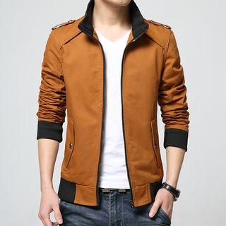 Stand Collar Shoulder Tab Jacket