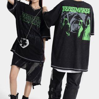 Short-sleeve Contrast Stitched Lettering T-shirt