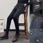 High-waist Plain Fleece-lining Pants
