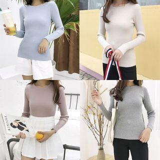 Round-neck Rib Knit Top