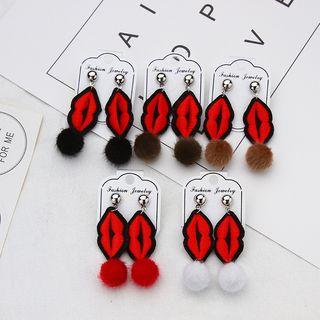 Embroidered Lips & Bobble Dangle Earring