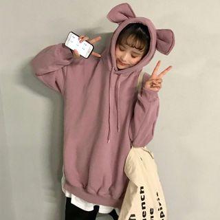Ear Paneled Hoodie Light Purple - One Size