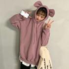Ear Paneled Hoodie Light Purple - One Size