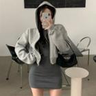 Zip-up Hooded Jacket / Long-sleeve Mini Bodycon Dress