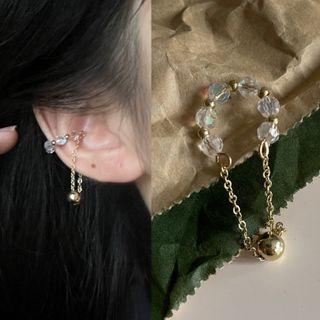 Chained Faux Pearl Cuff Earring 1 Pc - 2020a - Gold - One Size