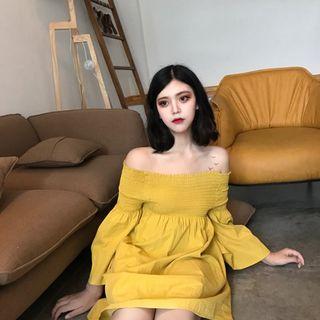Off-shoulder Bell-sleeve Minidress