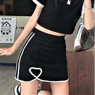 Striped Heart Print Mini Pencil Skirt