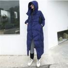 Hooded Down Coat Purplish Blue - One Size