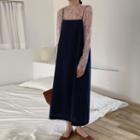 Long-sleeve Printed Light Top + Sleeveless Plain Dress