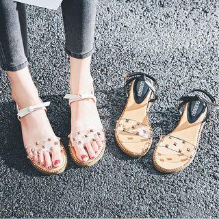 Studded Transparent Wedge Sandals