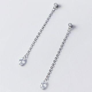 925 Sterling Silver Faux Crystal Dangle Earring 1 Pair - S925 Silver - One Size