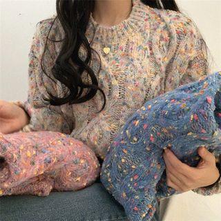 Long-sleeve Melange Cable Knit Sweater