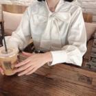 Tie-neck Blouse Off-white - One Size