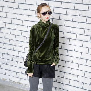 Cowl-neck Velvet Top