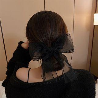 Bow Mesh Hair Clip F556 - Black - One Size
