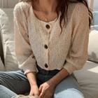 Square-neck Crinkled Cropped Blouse