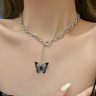 Cutout Butterfly Necklace Silver - One Size