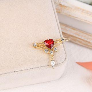 Rhinestone Heart Hair Clip As Shown In Figure - One Size