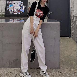 Single-strap Denim Jumper Pants