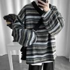 Striped Oversize V-neck Sweater