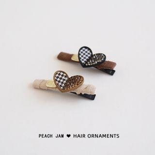 Heart Houndstooth Hair Clip