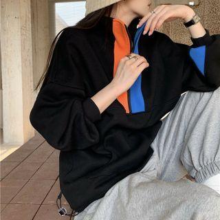 Panel Half-zip Turtleneck Sweatshirt