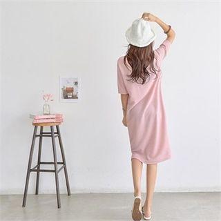 Round-neck Textured T-shirt Dress