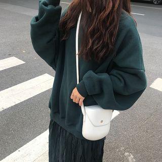Puff-sleeve Chiffon Panel Midi Mock Two-piece Dress
