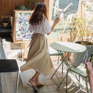 Tie-waist Pintuck-front Skirt