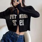 Long-sleeve Numbering Zip-up T-shirt