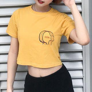 Printed Short-sleeve Cropped Top