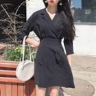 Plain Lapel 3/4-sleeve Dress