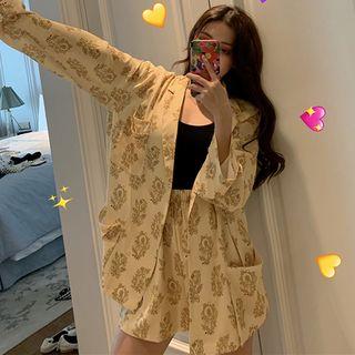 Printed Long-sleeve Blazer