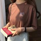 Bear Embroidered Short-sleeve T-shirt