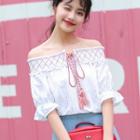 Off-shoulder Eyelet Lace Top