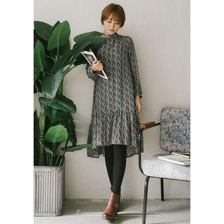 Ruffle-hem Floral Pattern Dress With Sash