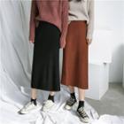 Plain Elastic-waist Knit Skirt