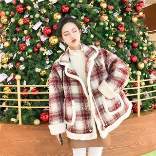 Plaid Woolen Zip Jacket