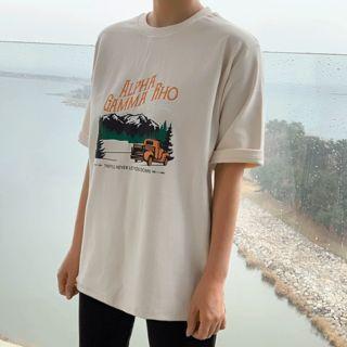 Printed Short-sleeve Napped T-shirt