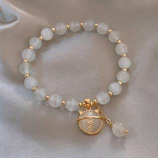 Cat Faux Cat Eye Stone Bracelet Gold - One Size